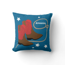 Rote Cowboystiefel u. Seil, personalisiert