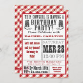 Rote Cowgirl-Geburtstags-Einladung Einladung (Vorne/Hinten)