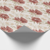 Rote Creme Blumen Brautdusche Geschenkpapier (Ecke)