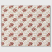 Rote Creme Blumen Brautparty Geschenkpapier (Flach)