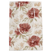 Rote Creme Blumen Brautparty Mittlere Geschenktüte (Rückseite)
