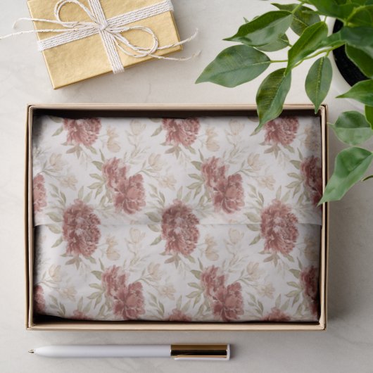 Rote Creme Blumen Brautparty Seidenpapier (Geschenk)