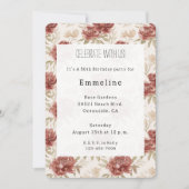 Rote Creme Blumen Geburtstag Einladung (Vorderseite)