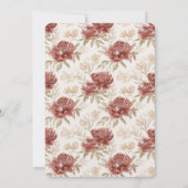 Rote Creme Blumen Hochzeit Einladung (Rückseite)