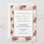 Rote Creme Blumen Hochzeit Einladung (Vorderseite)