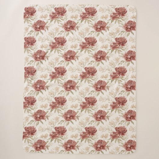 Rote Creme Blumen Sherpadecke (Vorderseite)