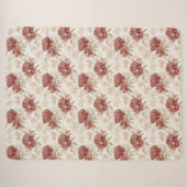 Rote Creme Blumen Sherpadecke (Vorderseite (Horizontal))