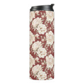 Rote Creme Blumen Thermosbecher (Nach links gedreht)