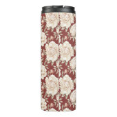 Rote Creme Blumen Thermosbecher (Rückseite)