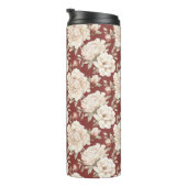 Rote Creme Blumen Thermosbecher (Nach rechts gedreht)
