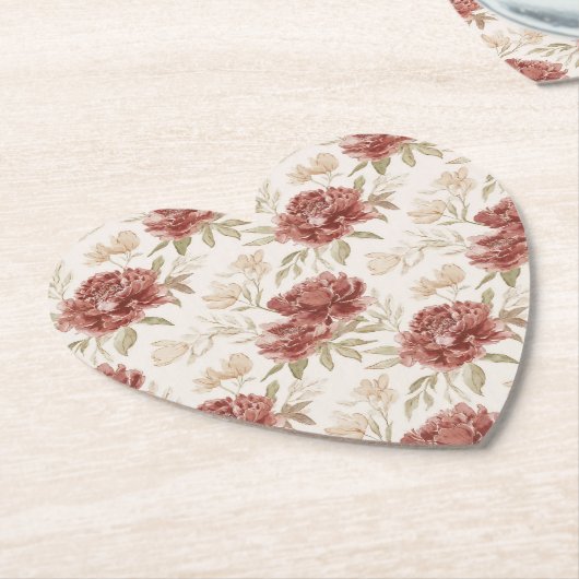 Rote Creme Blumen Untersetzer (angewinkelt)