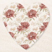 Rote Creme Blumen Untersetzer (Vorderseite)