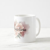 Rote Creme Blumenmuster Kaffeetasse (VorderseiteRechts)