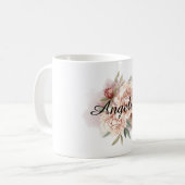 Rote Creme Blumenmuster Kaffeetasse (Vorderseite Links)