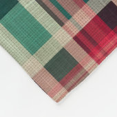 Rote Creme Grüne Karierte Streifen Fleecedecke (Ecke)