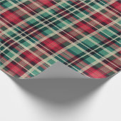 Rote Creme Grüne Karierte Streifen Geschenkpapier (Ecke)