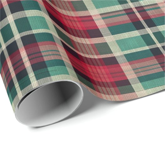 Rote Creme Grüne Karierte Streifen Geschenkpapier (Rolleneckpunkt)