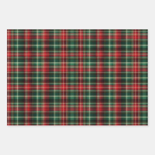 Rote Creme Grüne Karierte Streifen Geschenkpapier Set (Vorderseite 2)