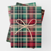 Rote Creme Grüne Karierte Streifen Geschenkpapier Set (Beispiel)