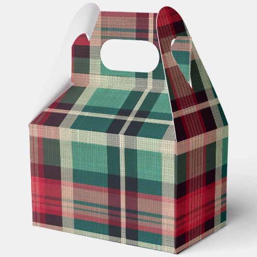Rote Creme Grüne Karierte Streifen Geschenkschachtel (Rückseite)