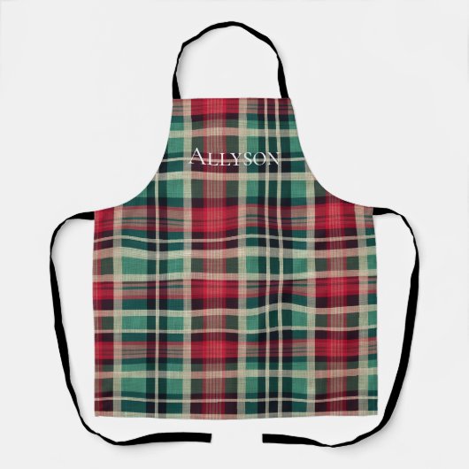 Rote Creme Grüne Karierte Streifen Schürze (Vorderseite)