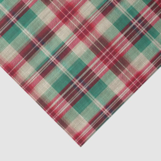 Rote Creme Grüne Karierte Streifen Seidenpapier (Ausschnitt)