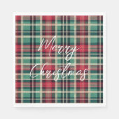 Rote Creme Grüne Karierte Streifen Serviette (Vorderseite)