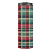 Rote Creme Grüne Karierte Streifen Thermosbecher (Rückseite)