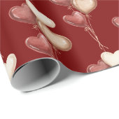 Rote Creme Herz Ballons Liebe  Geschenkpapier (Rolleneckpunkt)