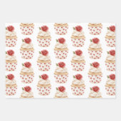 Rote Creme Herz Balloons Katzen Cupcakes Geburtsta Geschenkpapier Set (Vorderseite 3)