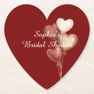 Rote Creme-Herzballons Brautparty Untersetzer