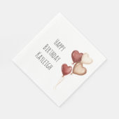 Rote Creme-Herzballons Geburtstag Serviette (Ecke)