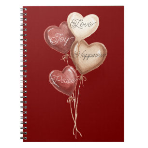 Rote Creme-Herzballons Liebe Freude Notizblock