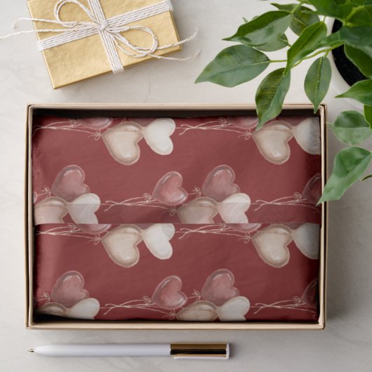 Rote Creme-Herzballons Liebe Seidenpapier (Geschenk)