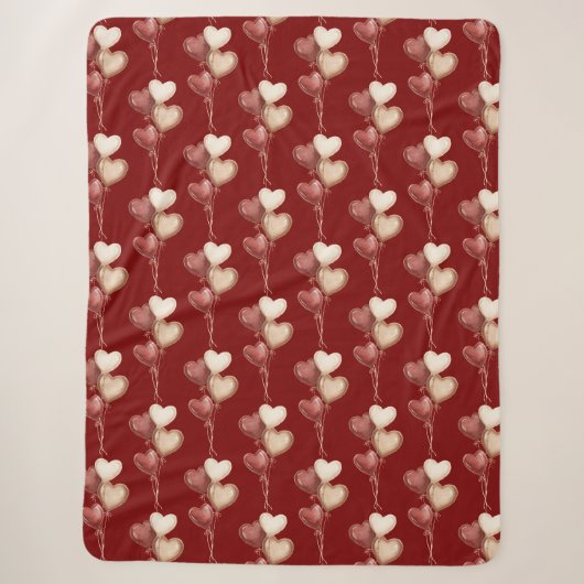 Rote Creme-Herzballons Liebe  Sherpadecke (Vorderseite)