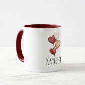 Rote Creme-Herzballons Tasse (Vorderseite Links)
