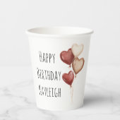 Rote Creme-Herzballons zum Geburtstag Pappbecher (Vorderseite)