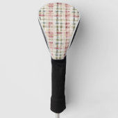 Rote Creme Karierte Streifen Golf Headcover (Vorderseite)