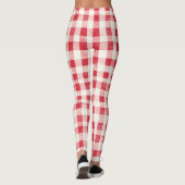 Rote Creme Karierte Streifen   Leggings (Rückseite)