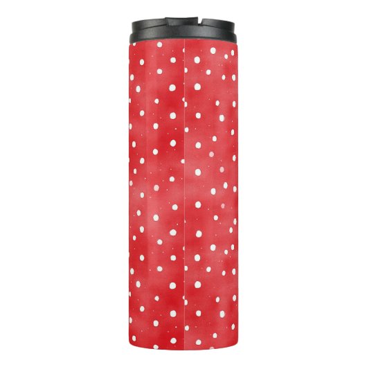 Rote Creme-Pünktchen Thermosbecher (Rückseite)