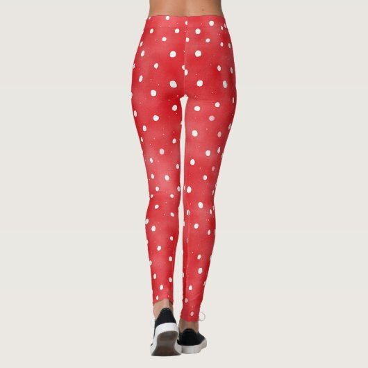 Rote Creme Punkte Leggings (Rückseite)