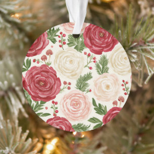 Rote Creme Rosa Blumen Ornament