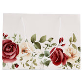 Rote Creme Rose Goldhochzeit Große Geschenktüte (Rückseite)