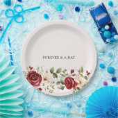 Rote Creme Rose Goldhochzeit Pappteller (Party)