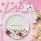 Rote Creme Rose Goldhochzeit Pappteller (Party)