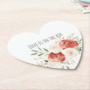 Rote Creme-Rosen Florale Liebes-Brautjunggesellinn Untersetzer