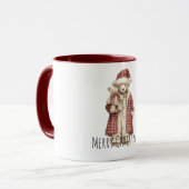 Rote Creme Weihnachts-Teddybären Tasse (Vorderseite Links)