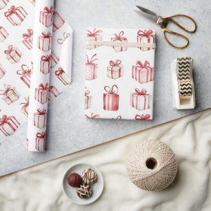 Rote Creme-Weihnachtsgeschenke Geschenkpapier