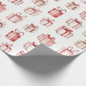 Rote Creme-Weihnachtsgeschenke Geschenkpapier (Ecke)