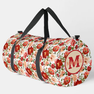 Rote Creme Weiße Mohnblumen Rosen Florale Große Duffle Bag